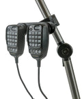 Dual Ham Radio Microphone Holder Clamp Black Heavy Duty Mount That Grabs Two Mics Yaesu Anytone And Other Mobile Two Way Radios