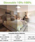 Hella Bright 13 Inch LED Flush Mount Ceiling Light With Night Light in a bedroom displaying dimmable settings