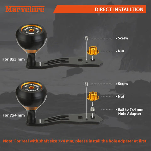 Assembly instructions for Beefy Power Handle 2.95 Inch 75 Mm For Baitcast Reels Compatible Shimano Curado Tranx Daiwa Lexa
