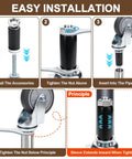 Installation guide for 2 Inch Expanding Stem Caster Wheels Set Of Four Furniture Swivel Rollers With Five Adapter Sleeves.