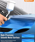 Pro Grade HVLP Paint Sprayer Gun Equipped With Ultra Fine Atomization Nozzles For Effortless House And Automotive Coatings That Delivers Sweet Results Every Single Time in action on car hood.