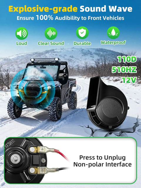 Road Ready UTV Turn Signal Kit With White DRL And Red Running Light, 4 In 1 Rocker Switch, 110dB horn, winter landscape