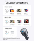 Ultra Compact 167.5W Triple Port USB-C Car Charger With 100W USB-C1, 45W USB-C2, And 22.5W USB-A Fast Charging compatibility chart