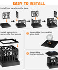 Installation steps for 12 Pack Solar Post Cap Lights For 4x4 Or 6x6 Wood Posts, Outdoor Fence Post Caps For Deck Patio Garden, Warm White SMD LED, Auto On At Dusk, High Brightness, Waterproof, No Fuss Easy Install.