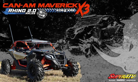 Rhino 2 Point 0 Rear Axle For Can Am Maverick X3 And Max XRS Models Made With 4340 Chromoly Steel Smart Lok in off-road setting