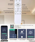 Remote control and app interface for Black Flush Mount Ceiling Fan With Lights, Low Profile Design, DC Reversible Motor, 6 Speeds