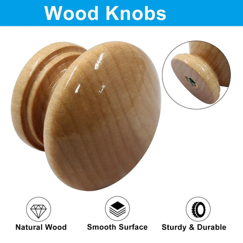Wood Dresser Knobs Mushroom Shape Drawer Pulls Set Of 6 For Kitchen Cabinets Wardrobe Cupboard And Dresser Easy Install With Standard Or Separate Screws, natural wood texture close-up.