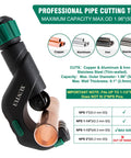Heavy Duty Multi Material Pipe Cutter Tool Set For Copper Brass Aluminum And Stainless Steel 0.1875 Inch To 2 Inch Outer Diameter