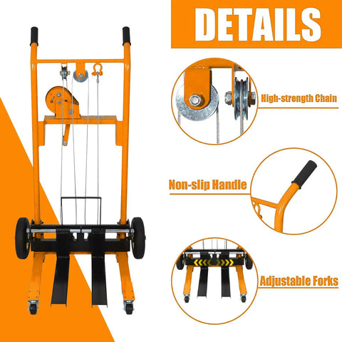 The Heavy Duty Manual Pallet Stacker Material Lift Winch Loader With 330 Lbs Capacity And Rubber Swivel Casters For Hassle Free Shop Floor Freight Hauling