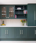 Green cabinets with 5 Inch Brushed Satin Nickel Cabinet Handles Set Of 20 For Kitchen Cabinets Drawers And Furniture DIY Ready Hardware With Screws