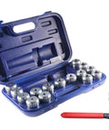 Fifteen Piece ER40 Precision Collet Set With R8 Bridgeport Shank Holder And Wrench For Milling And Drilling in blue case