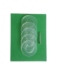 aPraktika vacuum valve discs, transparent, set of six with metal pin.