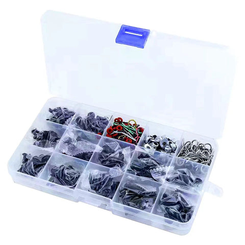 610 Piece RC Car Parts Screw Tools Kit With M3 And M4 Screws Flat And Round Heads Washers Lock Nuts Body Clips E Clips Pins And O Rings in box