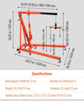 Diagram showing 2 Ton Hydraulic Engine Hoist With Lever And Leveler Heavy Duty Cherry Picker Shop Crane Foldable features.