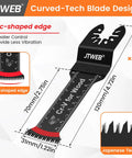 Japanese Teeth Multitool Blades 10 Pack Extra Long Zero Cut Saw Kit For Lumber Plywood And Drywall No Sweat Precision Cuts With Smooth Operator Finish, curved arc blade design for reduced vibration and control.