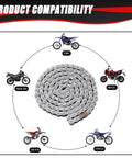428 Motorcycle Chain With 132 Links And Chain Breaker For TTR125 TTR225 Hawk 250 bikes arranged around a coiled chain