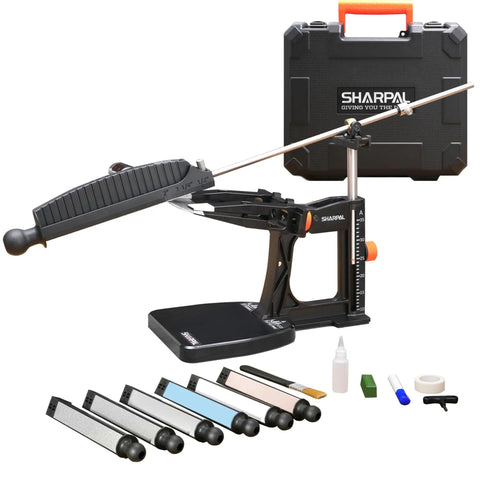Pro Grade Knife Sharpening System with Adjustable 10 to 35 Degree Angle and a 7 Abrasives Kit including Diamond Stones 220 325 600 1000