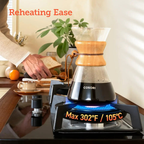 Pour Over Coffee Maker With Double Layer Stainless Steel Filter for Rich, Smooth Flavor on stove, heat-resistant carafe