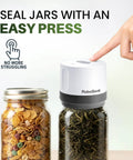 Cordless Mason Jar Vacuum Sealer With 10 Lids One Touch Auto Stop Rechargeable sealing jar of green leaves