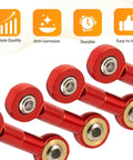 Close-up of five red 10 Pack M2.5 Tie Rod End Ball Joint Aluminum Ball Head Holder Steering Linkage 13mm Upgrade Parts For HSP Tamiya Mini 4WD RC Cars
