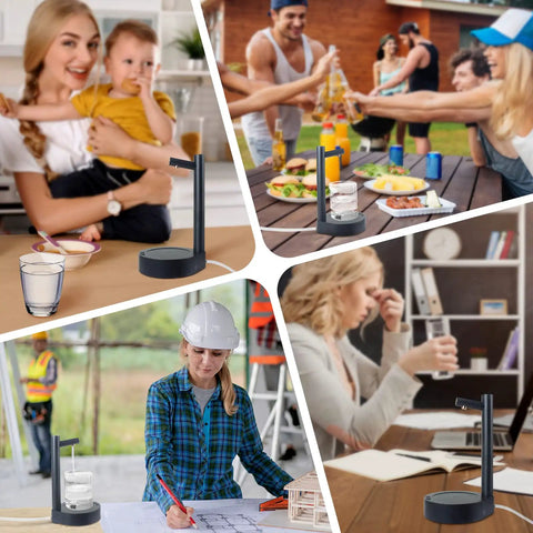 Portable Desktop Water Bottle Dispenser With 7 Level Pumping USB Charge Electric Jug Pump in various home and outdoor settings