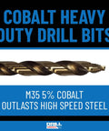 Front view of a cobalt drill bit with gold oxide finish from Drill America 29-piece GSC29J-PC set
