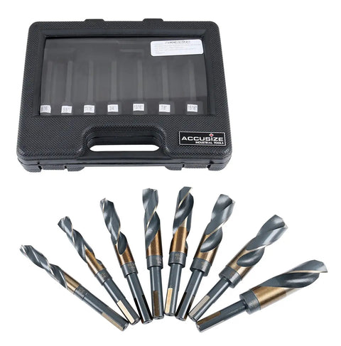 M35 High Speed Steel Drill Bit Set With Five Percent Cobalt One Half Inch Shank Nine Sixteenth Inch To One Inch Eight Pieces In Durable Plastic Case Pro Grade Heavy Duty Metalworking Bits For Drill Press And Hand Drills