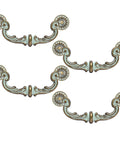 Four Piece 6 Inch Center Hole Pull Handles Set in zinc alloy, vintage drop down bail swing dresser pulls for kitchen cabinets and furniture.