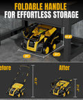 Electric Dethatcher And Scarifier 2 In 1 16 Inch Wide Rake folded for compact storage under table