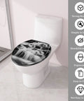 Toilet Seat Round Resin for Bathroom with waterfall design, fits most toilets, 14.5" x 16.5", easy to clean.