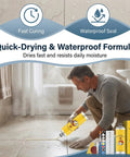 Man using All-In-One Tile Repair Kit For Cracks And Chips, Quick-Drying Glue With Color-Matching Paste, indoor tile repair