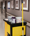 Cleaning cart in hospital hallway with Bleach Disinfecting Wipes For Hospital Grade Surface Cleaning In Bathrooms And Equipment