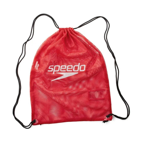 Mesh Drawstring Bag For Pool And Beach 35 Liter Poolside Gear Tote With Durable Design And Comfy Straps Quick Drainage And Ventilation Red