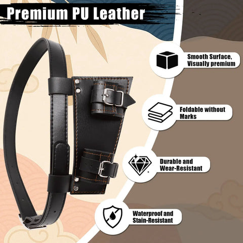 Adjustable Katana Sword Belt Holder With Dual Buckles Dope PU Leather Samurai Frog Holster, featuring premium PU leather.