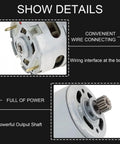 Durable 18V Dc Micro Gear Motor With 13 Tooth Diameter Pinion showing wiring interface and powerful output shaft for Bosch Gsr182Li drills.