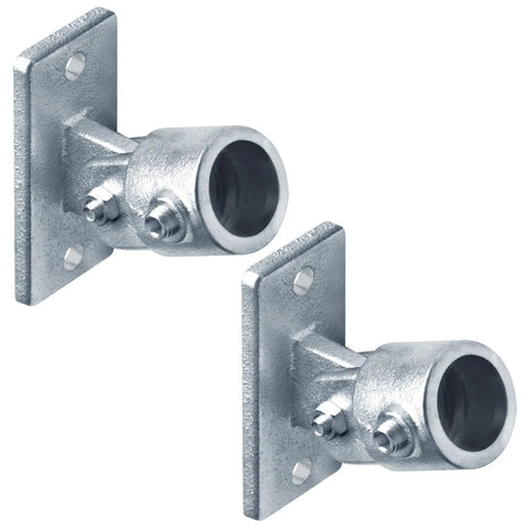 Two Pack Swivel Handrail Socket Base For 1 Inch Pipe Fits 1.315 Inch Outside Diameter, Heavy Duty Ductile Cast Iron With Electro Galvanized Blue Finish, Corrosion Resistant, No Burrs, Wall Mount Socket Bases