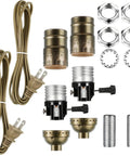 Easy DIY Table Lamp Repair Kit With 3 Way Socket And 96 Inch Cord Bronze components and hardware displayed
