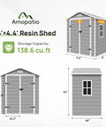 Lockable Plastic Garden Shed With Floor For Backyard Storage No Fuss Weatherproof Resin Tool Shed For Lawn Patio And Bike Ventilated To Stay Fresh Outdoor Storage Cabinet 6x4.5 Ft Gray dimensions