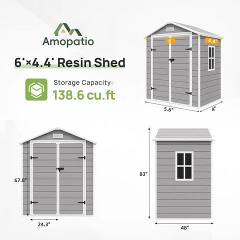 Lockable Plastic Garden Shed With Floor For Backyard Storage No Fuss Weatherproof Resin Tool Shed For Lawn Patio And Bike Ventilated To Stay Fresh Outdoor Storage Cabinet 6x4.5 Ft Gray dimensions