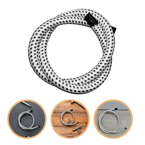Universal Garment Steamer Hose Replacement Tube, 1 Meter, Black And White, High Temperature Resistant PVC Reinforced Steam Iron Supply Hose