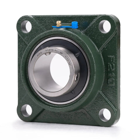 Two Pack UCF210-31 Pillow Block Bearings With 1-15/16 Inch Bore, Square Flange Mount, Solid Cast Iron Base, Self Aligning Chrome Steel