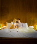 Couple in bedroom with Crystal Table Lamp With RGB Color Changing LED, Romantic Rose Diamond Touch Lamp on nightstands