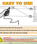 Electric Fence Voltage Tester For Farm Pro 12KV Portable Fence Testing Tool with hook probe, 8 lights, hand-held use
