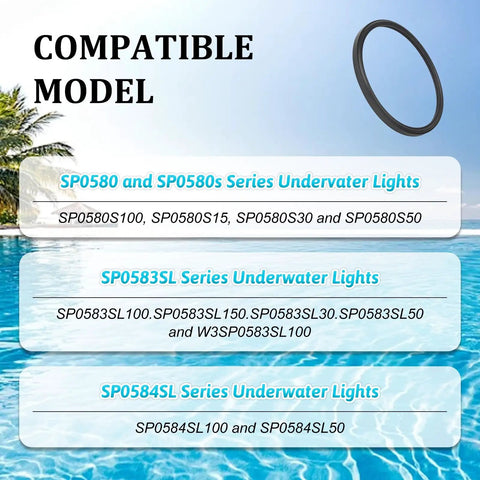 Heavy-Duty 7 3/4 Inch Pool Light Gasket Replacement For SP0580 Series Underwater Lights, Fits SP0580, SP0580S, SP0583SL, SP0584SL And SPX0580Z2, Easy Install Waterproof Seal For AstroLite Pool Lights.