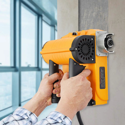Heavy Duty Electric Wall Planer With Adjustable Scraping Depth 0.04 To 0.16 Inches, Handheld Concrete Scraper and drywall removal tool in use.