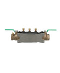 Heavy Duty 1-1/2 Inch 350XL Double Check Backflow Preventer with bronze body and green top mounted test cocks.