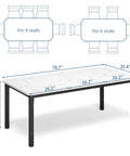 Killer Quality 79 Inch Wooden Dining Table For 6 To 8 Folks Featuring A Sturdy Rectangular Design And Rich Woodgrain Texture, dimensions shown.