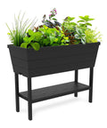 Urban Bloomer 12.7 Gallon Raised Garden Bed Planter With Self Watering Gauge And Drainage Plug For Outdoor Herb Gardens In Dark Grey
