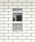 Triple Niche Recessed Shower Shelf Black With Three Inner Shelves 16 Inch Wide 34 Inch High 4 Inch Deep Tile Ready Install Horizontally Or Vertically Shower Storage Game Changer in tiled wall