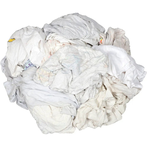 Recycled White Cut Rags In 25 Lb Box For All Purpose Heavy Duty Wipers Polishing Dusting And Cleaning Jobs Made From Assorted Knits